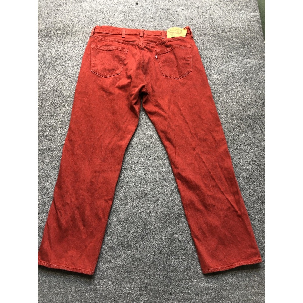 Levis 501 Jeans Mens 37x28 (38x32) Red Denim Straight Leg Button Fly Pants - Picture 7 of 8